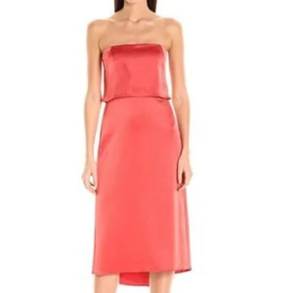 halston heritage satin dress Halston Heritage Strapless Satin Dress